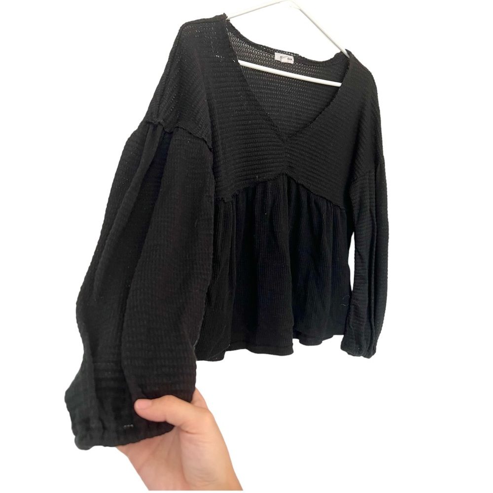 Rib Waffle Knit Long Sleeve Shirt